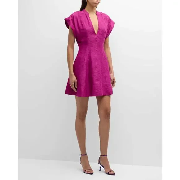 Derek Lam 10 Crosby Christina Short Sleeve Mini Dress in Hibiscus Purple NEW 4 S